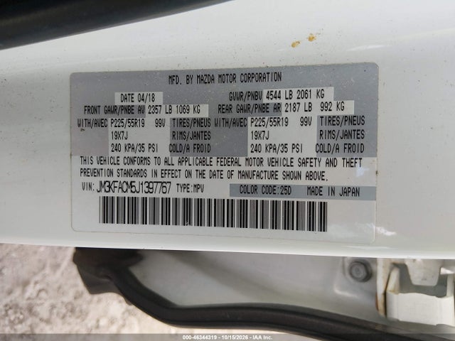 Продаж на аукціоні авто 2018 Mazda Cx-5 Touring, vin: JM3KFACM5J1397767, номер лоту: 46344319