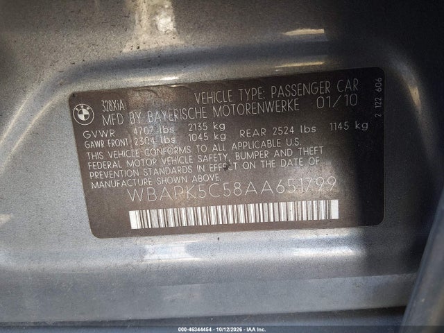 Aukcja sprzedaży 2010 Bmw 328i Xdrive, vin: WBAPK5C58AA651799, numer aukcji: 46344454