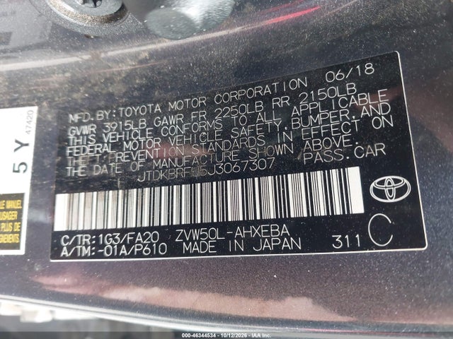 Toyota Prius Two 2018 JTDKBRFU5J3067307 Image 9