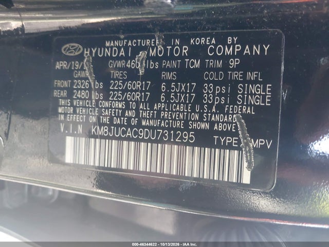 Продажа на аукционе авто 2013 Hyundai Tucson Gls, vin: KM8JUCAC9DU731295, номер лота: 46344622