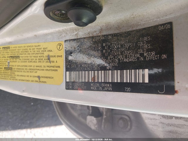 Aukcja sprzedaży 2006 Toyota Highlander Limited V6, vin: JTEEP21A760173815, numer aukcji: 46344664