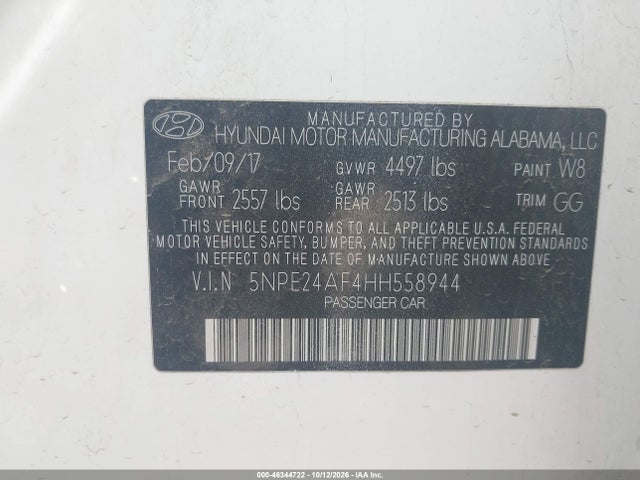 Hyundai Sonata 2017 5NPE24AF4HH558944 Image 9