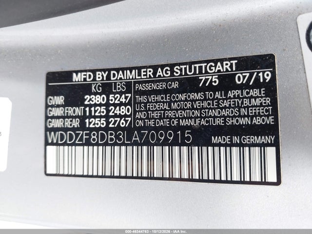 2020 Mercedes-benz E 350 მანქანა იყიდება აუქციონზე, vin: WDDZF8DB3LA709915, აუქციონის ნომერი: 46344763