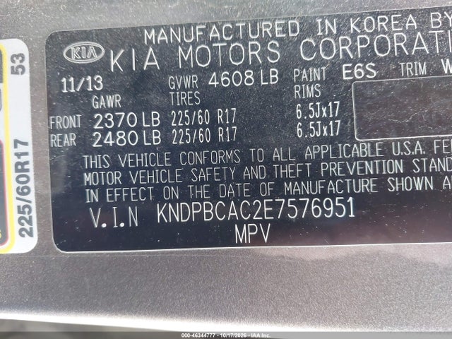 Aukcja sprzedaży 2014 Kia Sportage Lx, vin: KNDPBCAC2E7576951, numer aukcji: 46344777