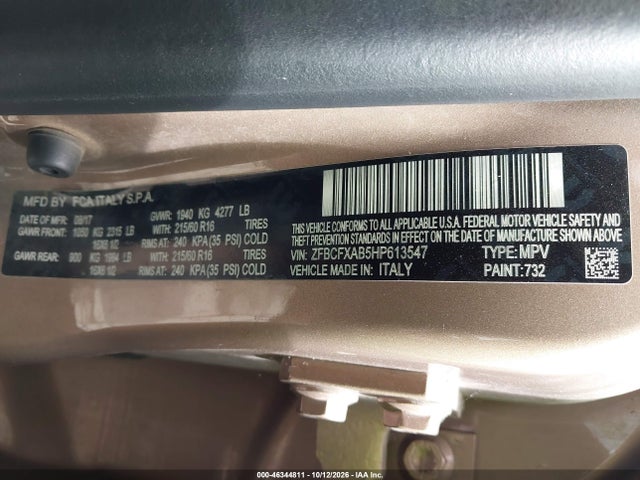 ZFBCFXAB5HP613547 Fiat 500x Pop Fwd