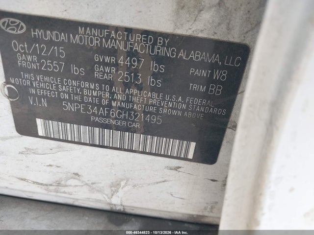 5NPE34AF6GH321495 Hyundai Sonata Sport