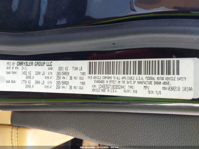 Продажа на аукционе авто 2011 Dodge Durango Citadel, vin: 1D4SE5GT1BC652041, номер лота: 46344866
