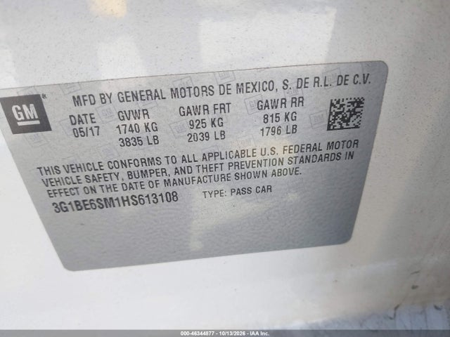 Chevrolet Cruze Lt Auto 2017 3G1BE6SM1HS613108 Image 9