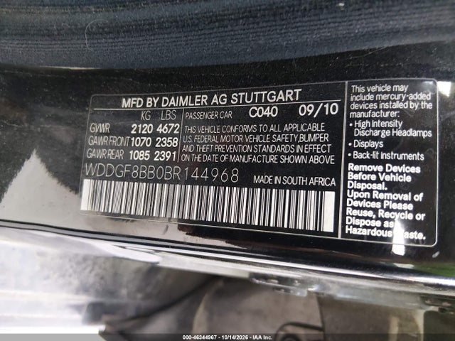 2011 Mercedes-benz C 300 Luxury 4matic/sport 4matic მანქანა იყიდება აუქციონზე, vin: WDDGF8BB0BR144968, აუქციონის ნომერი: 46344967