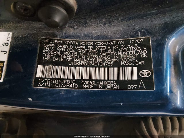 Продаж на аукціоні авто 2010 Toyota Prius Iii, vin: JTDKN3DU7A0104785, номер лоту: 46345084