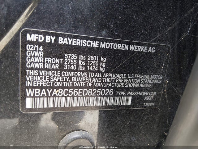 Aukcja sprzedaży 2014 Bmw 750i, vin: WBAYA8C56ED825026, numer aukcji: 46345123