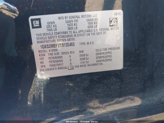 Продаж на аукціоні авто 2011 Gmc Yukon Xl 1500 Denali, vin: 1GKS2MEF2BR135460, номер лоту: 46345257