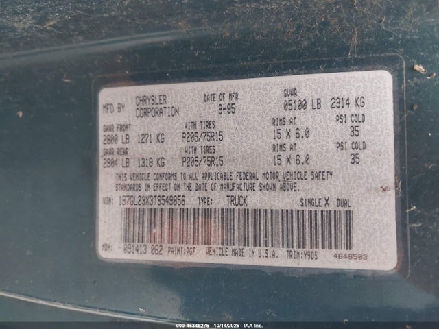 Продаж на аукціоні авто 1996 Dodge Dakota, vin: 1B7GL23X3TS549856, номер лоту: 46345276