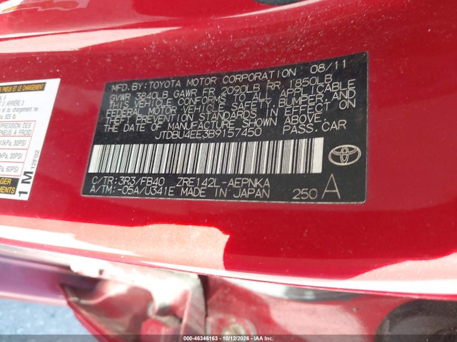 46346163 :رقم المزاد ، JTDBU4EE3B9157450 vin ، 2011 Toyota Corolla Le مزاد بيع