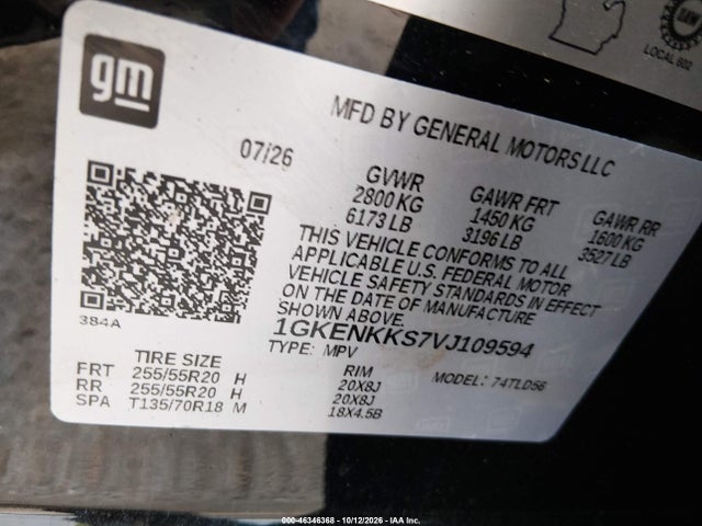 Продажа на аукционе авто 2027 Gmc Acadia, vin: 1GKENKKS7VJ109594, номер лота: 46346368