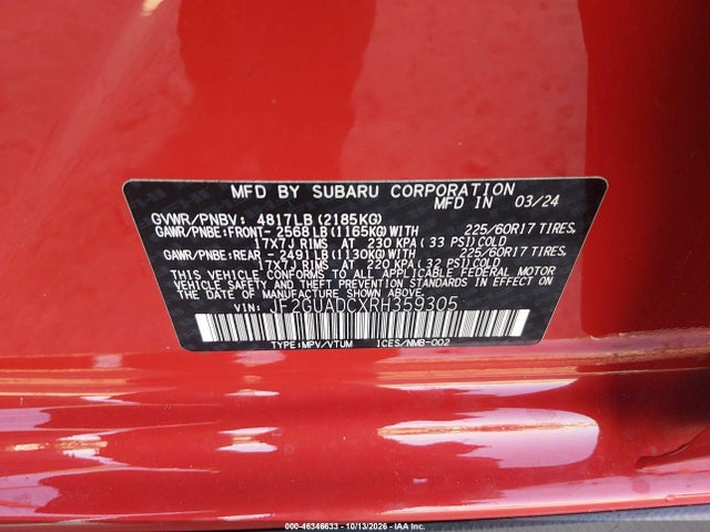 Subaru Crosstrek Premium 2024 JF2GUADCXRH359305 Image 9