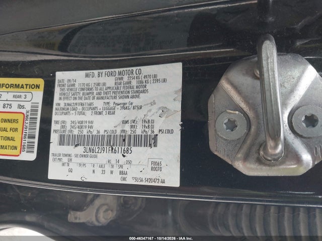 Продажа на аукционе авто 2015 Lincoln Mkz, vin: 3LN6L2J91FR611685, номер лота: 46347167
