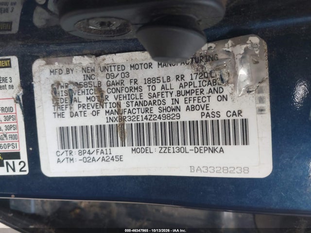 Aukcja sprzedaży 2004 Toyota Corolla Le, vin: 1NXBR32E14Z249829, numer aukcji: 46347965