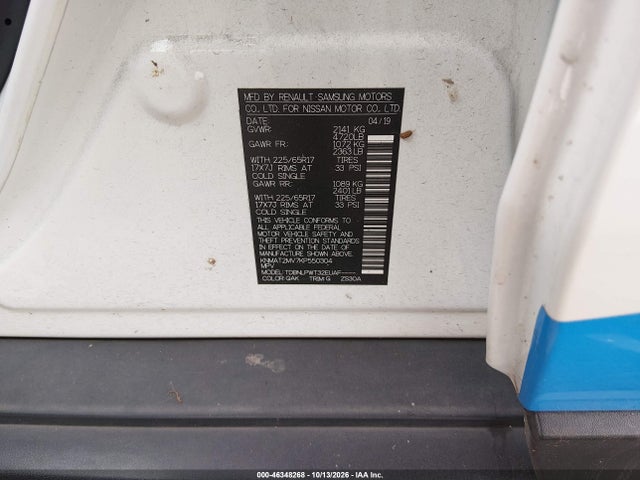 Aukcja sprzedaży 2019 Nissan Rogue S, vin: KNMAT2MV7KP550304, numer aukcji: 46348268