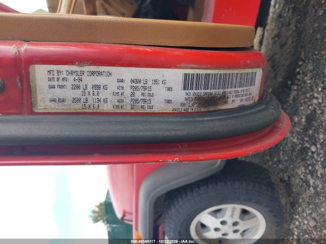 46348317 :رقم المزاد ، 1J4FY29S3RP461503 vin ، 1994 Jeep Wrangler / Yj Se مزاد بيع