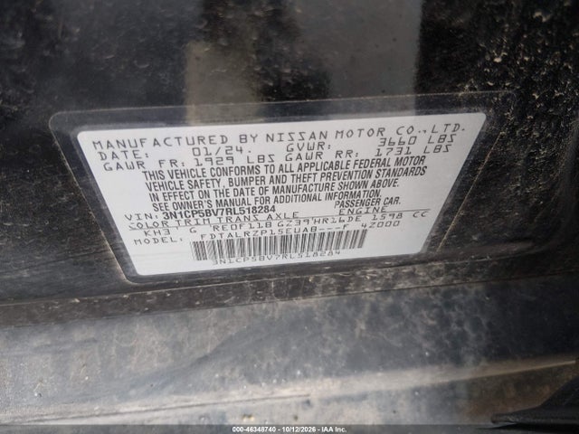 Aukcja sprzedaży 2024 Nissan Kicks S Xtronic Cvt, vin: 3N1CP5BV7RL518284, numer aukcji: 46348740