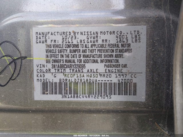 Продаж на аукціоні авто 2024 Nissan Sentra Sv Xtronic Cvt, vin: 3N1AB8CV4RY229095, номер лоту: 46348939