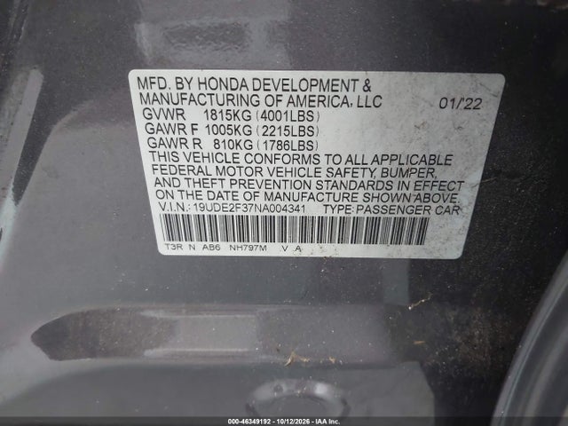 Продаж на аукціоні авто 2022 Acura Ilx Base (dct), vin: 19UDE2F37NA004341, номер лоту: 46349192
