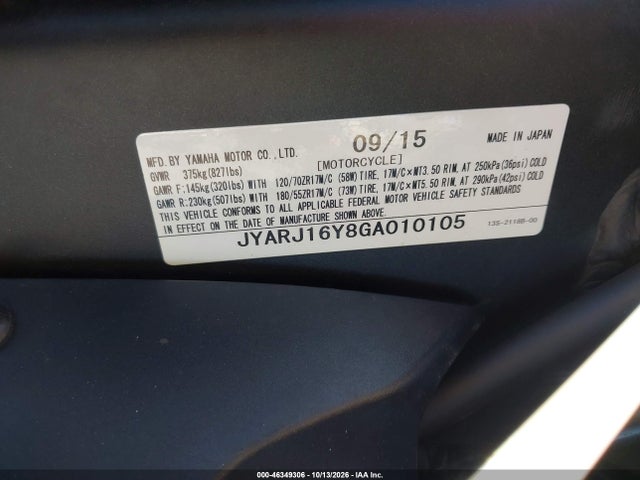 Yamaha Yzfr6 C 2016 JYARJ16Y8GA010105 Image 10