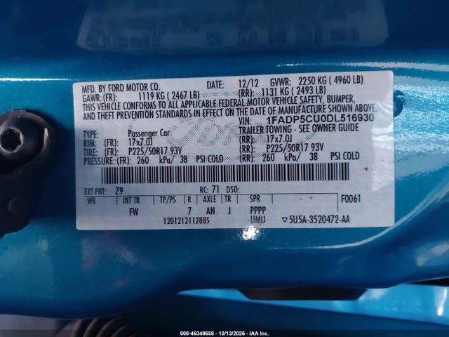 Продажа на аукционе авто 2013 Ford C-max Energi Sel, vin: 1FADP5CU0DL516930, номер лота: 46349658