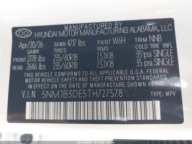 Hyundai TUCSON SEL 2026 5NMJB3DE5TH727578 Image 9