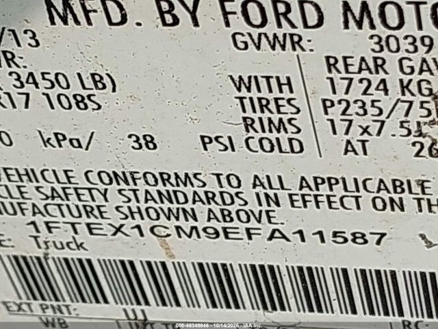 1FTEX1CM9EFA11587 Ford F-150 Xl