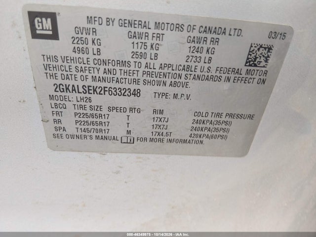 GMC Terrain Slt-1 2015 2GKALSEK2F6332348 Image 9