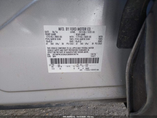 Продажа на аукционе авто 2016 Ford Edge Se, vin: 2FMPK3G92GBB93674, номер лота: 46350210