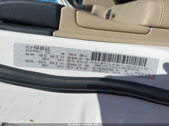 Продажа на аукционе авто 2016 Jeep Grand Cherokee Laredo, vin: 1C4RJEAG5GC382502, номер лота: 46350736