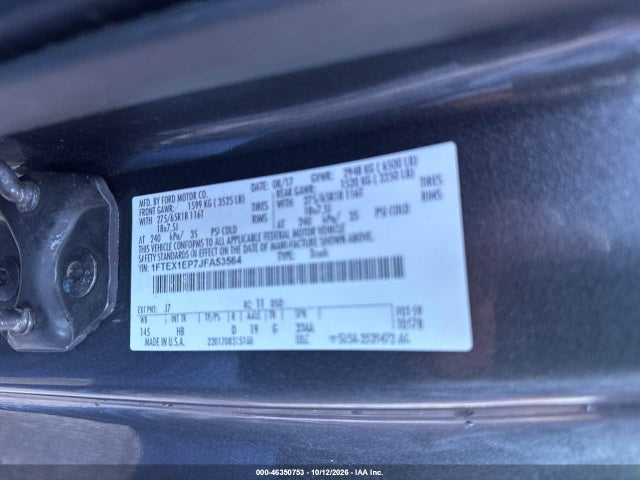 Продажа на аукционе авто 2018 Ford F-150 Lariat, vin: 1FTEX1EP7JFA53564, номер лота: 46350753