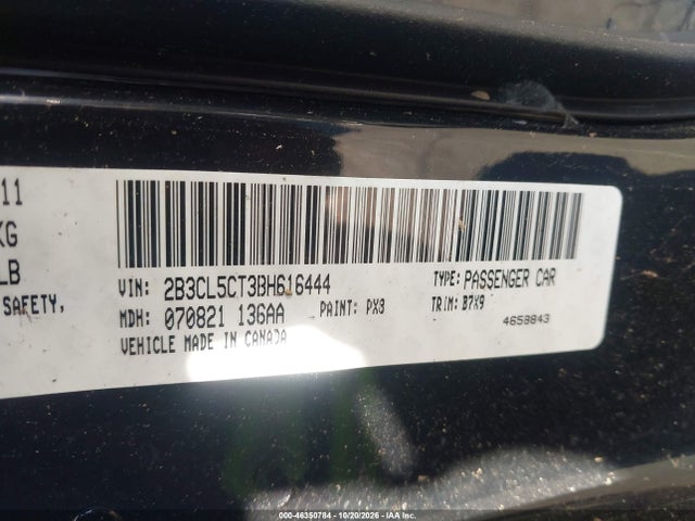 46350784 :رقم المزاد ، 2B3CL5CT3BH616444 vin ، 2011 Dodge Charger R/t مزاد بيع