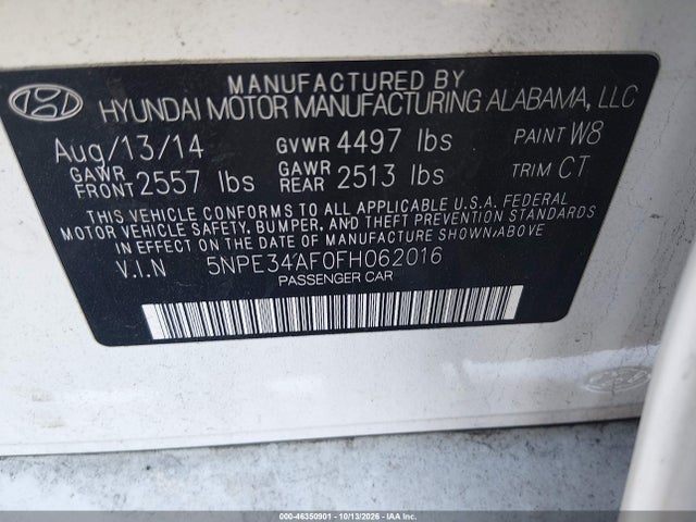 Aukcja sprzedaży 2015 Hyundai Sonata Sport, vin: 5NPE34AF0FH062016, numer aukcji: 46350901