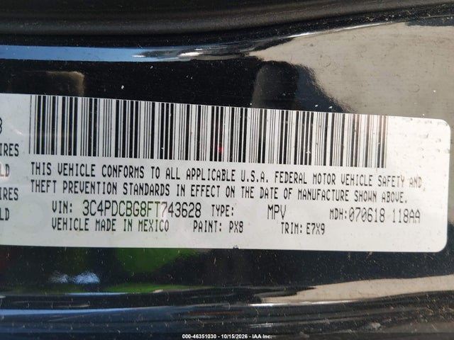 Dodge Journey Sxt 2015 3C4PDCBG8FT743628 Image 9