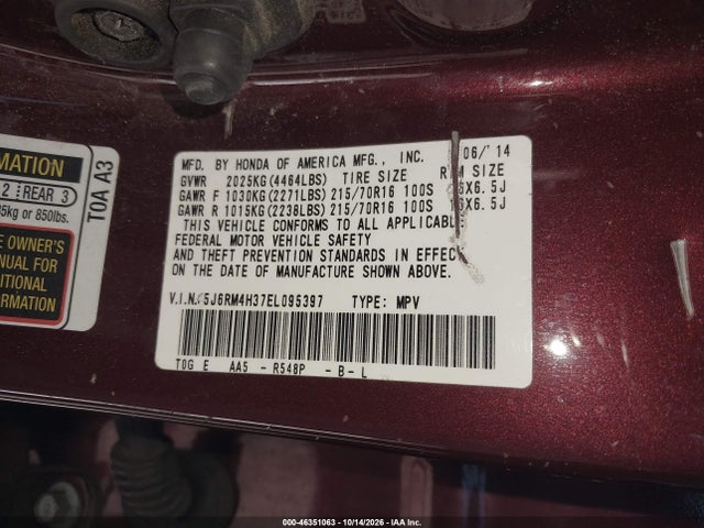 Honda CR-V LX 2014 5J6RM4H37EL095397 Image 9
