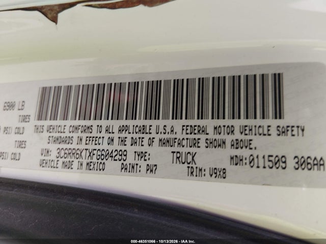 Продажа на аукционе авто 2015 Ram 1500 Tradesman, vin: 3C6RR6KTXFG604299, номер лота: 46351066