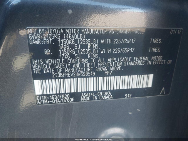Toyota RAV4 LE 2017 2T3BFREV2HW598549 Image 9
