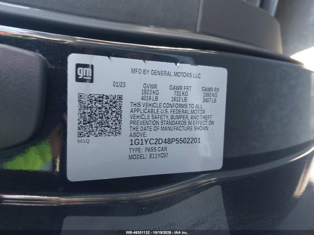 1G1YC2D48P5502201 Chevrolet Corvette Stingray Rwd 3lt