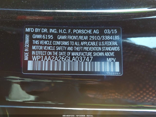 WP1AA2A26GLA03747 Porsche Cayenne