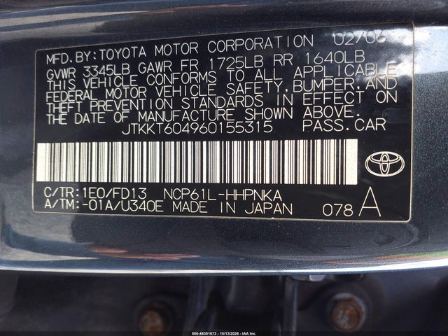 Продажа на аукционе авто 2006 Scion Xa, vin: JTKKT604960155315, номер лота: 46351673