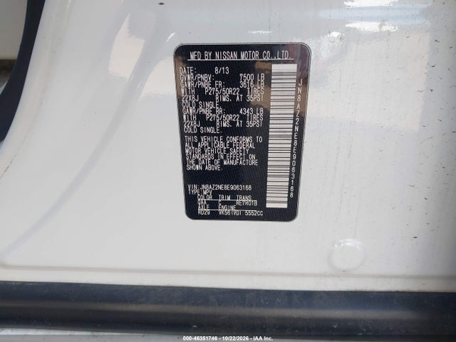 Aukcja sprzedaży 2014 Infiniti Qx80, vin: JN8AZ2NE8E9063168, numer aukcji: 46351746