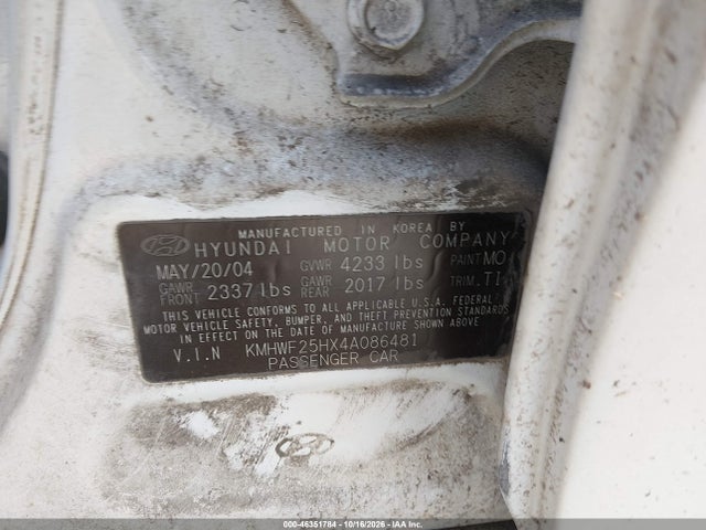 Aukcja sprzedaży 2004 Hyundai Sonata, vin: KMHWF25HX4A086481, numer aukcji: 46351784