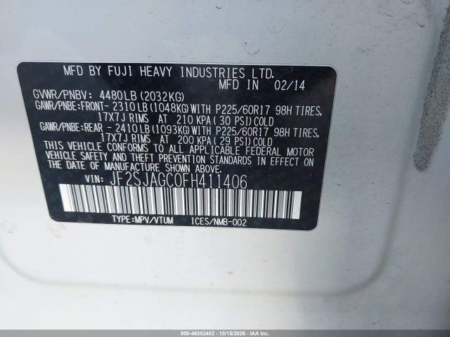 Subaru Forester 2.5i Premium 2015 JF2SJAGC0FH411406 Image 9