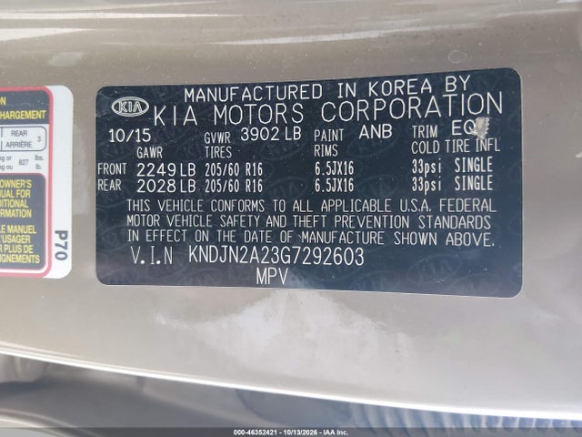 KIA Soul 2016 KNDJN2A23G7292603 Image 9