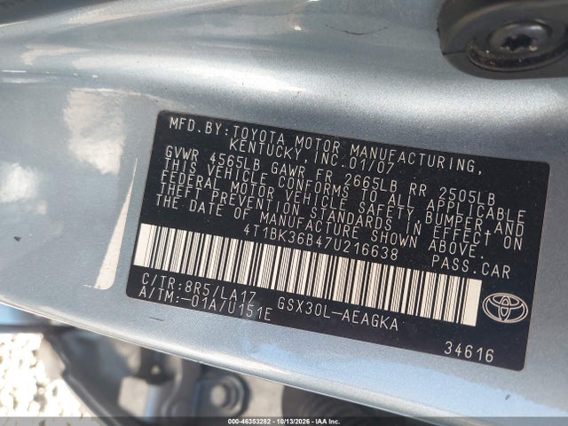 Продажа на аукционе авто 2007 Toyota Avalon Xls, vin: 4T1BK36B47U216638, номер лота: 46353282