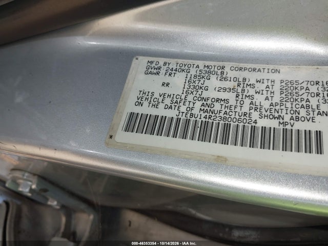 Продаж на аукціоні авто 2003 Toyota 4runner Sr5 V6, vin: JTEBU14R238006024, номер лоту: 46353354